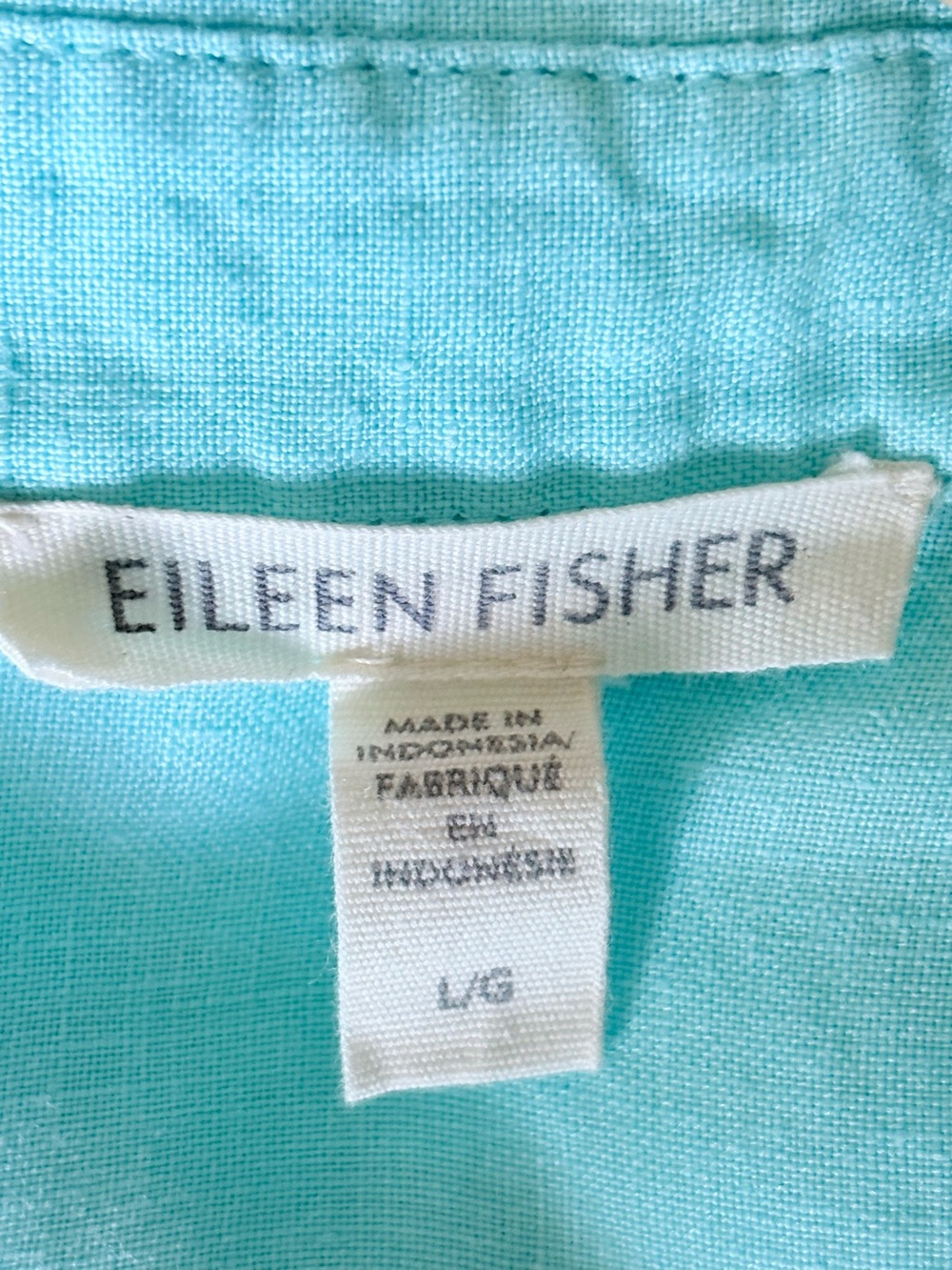 Eileen Fisher Aqua Short Sleeve Button Front Shirt - Picture 7 of 8